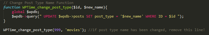 change post type name in wordpress