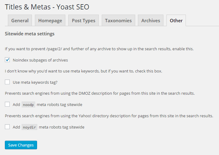 seo settings - other
